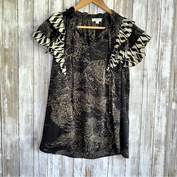 Entro Gold & Black Patterned Blouse - Picture 2 of 5